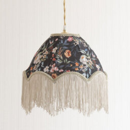 Valuelights Peony Scalloped Floral Fabric Classic Lamp Shade With Cream Tassels (D)30Cm - thumbnail 2