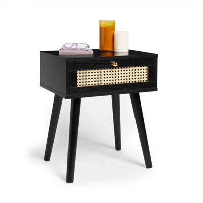 Black 1 Drawer Side End Table Bedside Nightstand Storage Cabinet - image 1