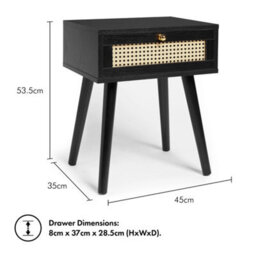 Black 1 Drawer Side End Table Bedside Nightstand Storage Cabinet - thumbnail 2