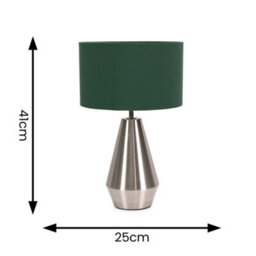 Valuelights Jax Silver Metal Touch Dimmer Table Lamp With Forest Green Drum Shade - thumbnail 6