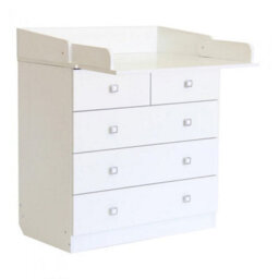 Kidsaw Baby Changing 5 Drawer Unit, Changing Board And Storage, White - thumbnail 2