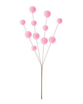 Werchristmas Pink Velvet Bauble Pick, 70 Cm - image 1