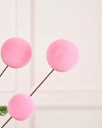 Werchristmas Pink Velvet Bauble Pick, 70 Cm - thumbnail 5