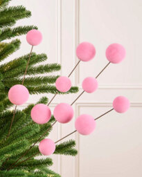 Werchristmas Pink Velvet Bauble Pick, 70 Cm - thumbnail 2
