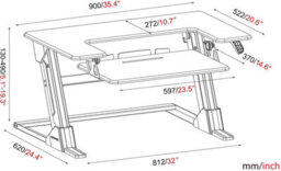 Duronic Dm05D21 Sit-Stand Desk Workstation, Desk Convertor, Manually Height Adjustable 13-49Cm, 90X52Cm Platform - Black - thumbnail 3