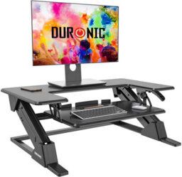 Duronic Dm05D21 Sit-Stand Desk Workstation, Desk Convertor, Manually Height Adjustable 13-49Cm, 90X52Cm Platform - Black - thumbnail 1