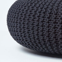 Homescapes Black Large Round Cotton Knitted Pouffe Footstool - thumbnail 4