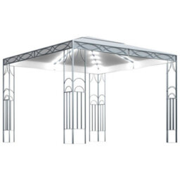 Berkfield Gazebo With Led String Lights 300X300 Cm Cream - thumbnail 2