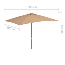 Berkfield Outdoor Parasol With Wooden Pole 200X300 Cm Taupe - thumbnail 7