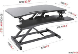 Duronic Dm05D22 Sit-Stand Desk Workstation, Desk Convertor, Electric Height Adjustable 15-50Cm, 85-51Cm Platform - Black - thumbnail 2