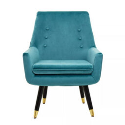 Orsina Green Velvet Armchair For Reading Books, Luxurious Accent Chair With Slanted Wooden Legs, Plush Modern Chair - thumbnail 2