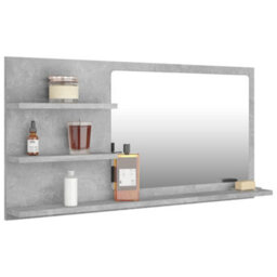 Berkfield Bathroom Mirror Concrete Grey 90X10.5X45 Cm Engineered Wood - thumbnail 3