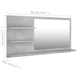 Berkfield Bathroom Mirror Concrete Grey 90X10.5X45 Cm Engineered Wood - thumbnail 7