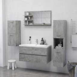 Berkfield Bathroom Mirror Concrete Grey 90X10.5X45 Cm Engineered Wood - thumbnail 4