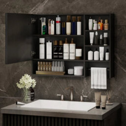Led Bathroom Mirror Cabinet Dimmable 3 Color Lighting With Towel Rack Ip44 - thumbnail 3