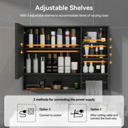 Led Bathroom Mirror Cabinet Dimmable 3 Color Lighting With Towel Rack Ip44 - thumbnail 6