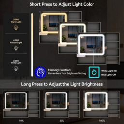 Led Bathroom Mirror Cabinet Dimmable 3 Color Lighting With Towel Rack Ip44 - thumbnail 4