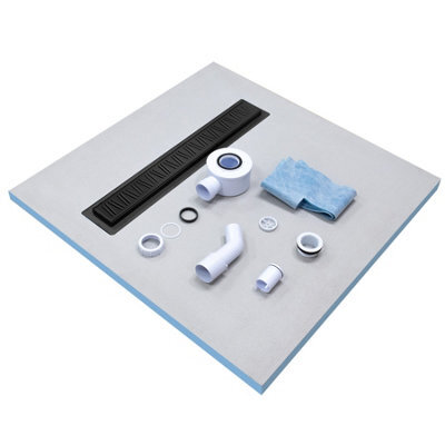 Insl8 Linear Wet Room Tile-On Shower Tray With Black Grate - Alternative Slots Style - 800 X 800 X 25mm - image 1