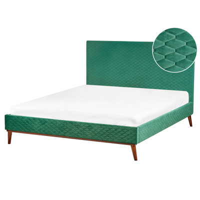 Beliani Bed Velvet Bayonne 160 X 200 Cm (Eu King Size) Dark Green - image 1