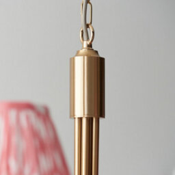Luminosa Lighting Luminosa Santiago Brushed Aged Brass Plate Pendant Light With Coral Pink Fabric Ikat Shade 16Cm 5X B22 - thumbnail 5