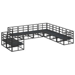 Berkfield Garden Sofa Set With Cushion 9 Pcs Black Aluminium - thumbnail 5