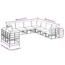 Berkfield Garden Sofa Set With Cushion 9 Pcs Black Aluminium - thumbnail 9