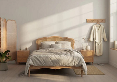 Beige Rattan And Oak Bed Frame - King Size - image 1