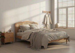 Beige Rattan And Oak Bed Frame - King Size - thumbnail 4