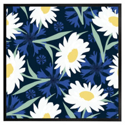"Andrew Lee Daisies On Navy (Picutre Frame) / 12X12"" / Oak" - thumbnail 5