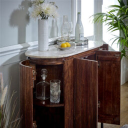 Worcester Ruby Solid Wood Sideboard/drinks Cabinet With Marble Top & Metal Legs - thumbnail 4