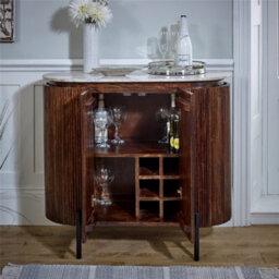 Worcester Ruby Solid Wood Sideboard/drinks Cabinet With Marble Top & Metal Legs - thumbnail 2
