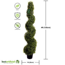 Best Artificial 4Ft - 120Cm Green Boxwood Spiral Topiary Tree - Suitable For Outdoor Use - Weather & Fade Resistant - thumbnail 3