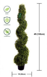 Best Artificial 4Ft - 120Cm Green Boxwood Spiral Topiary Tree - Suitable For Outdoor Use - Weather & Fade Resistant - thumbnail 5