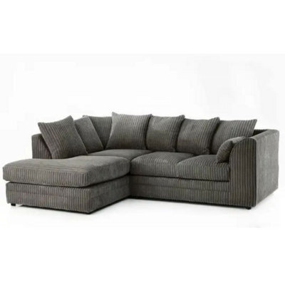 Camden Jumbo Cord Left Hand Corner Sofa Set Grey