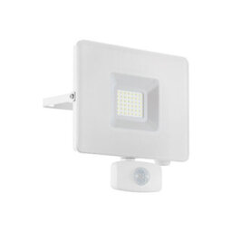 Ip44 Outdoor Flood Light With Pir Sensor - 30W Led In White Aluminium - thumbnail 1