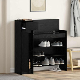 Walplus Shoe Cabinet Black Oak 100.5 X 28 X 100 Cm Engineered Wood - thumbnail 4