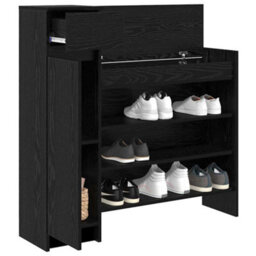 Walplus Shoe Cabinet Black Oak 100.5 X 28 X 100 Cm Engineered Wood - thumbnail 3