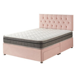 Aspire Olivier Divan And Hybrid Memory Pocket Mattress, Plush Fabric, Strutted Headboard, 2 Drawers, Rose, Small Double - thumbnail 7