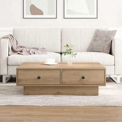 Berkfield Coffee Table Artisan Oak Veneer, Mdf 90 X 90 X 28 Cm Storage - image 1