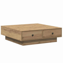 Berkfield Coffee Table Artisan Oak Veneer, Mdf 90 X 90 X 28 Cm Storage - thumbnail 2