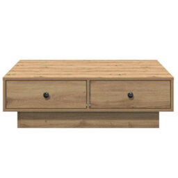Berkfield Coffee Table Artisan Oak Veneer, Mdf 90 X 90 X 28 Cm Storage - thumbnail 5