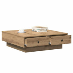 Berkfield Coffee Table Artisan Oak Veneer, Mdf 90 X 90 X 28 Cm Storage - thumbnail 3
