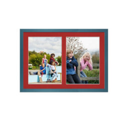 AK Frames 20X14 Navy Blue Sleek Multi Photo Frame With Crimson Mount - Holds 2 Apertures (2X) A4 Photos - thumbnail 1