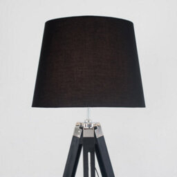 Valuelights Clipper Black Wood And Silver Chrome Tripod Floor Lamp With A Black Tapered Light Shade - thumbnail 3