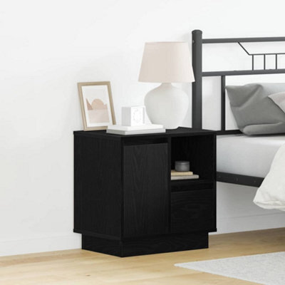 Berkfield Bedside Cabinet With Led Black Oak 50X34,5X50 Cm - image 1