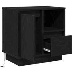 Berkfield Bedside Cabinet With Led Black Oak 50X34,5X50 Cm - thumbnail 5