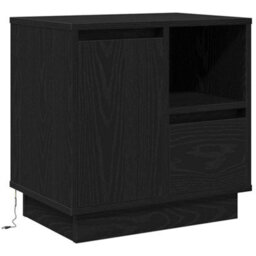 Berkfield Bedside Cabinet With Led Black Oak 50X34,5X50 Cm - thumbnail 2