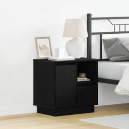 Berkfield Bedside Cabinet With Led Black Oak 50X34,5X50 Cm - thumbnail 1