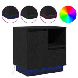 Berkfield Bedside Cabinet With Led Black Oak 50X34,5X50 Cm - thumbnail 4