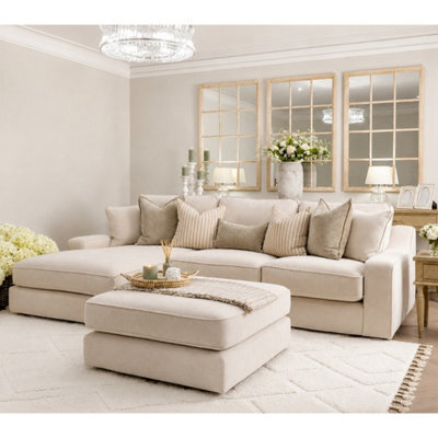 Home & Love Luxury Nebraska Left Chaise Corner Sofa - Naples Cream